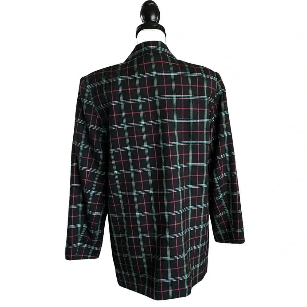 Vintage CASABLANCA Plaid Button front Blazer Jacket. Size 12.